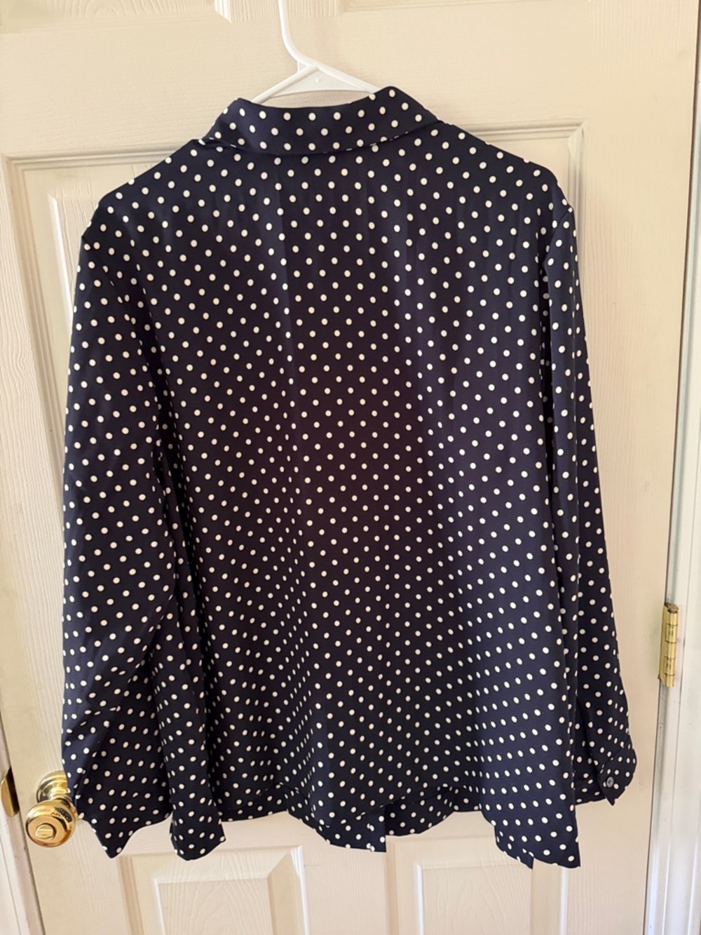J. Jill Navy and White Polka Dot Button-Down Shirt - Picture 4 of 4
